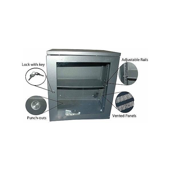 Electriduct Wall Mount 4U Rack Enclosure- Solid Door QWM-ED-4U-N